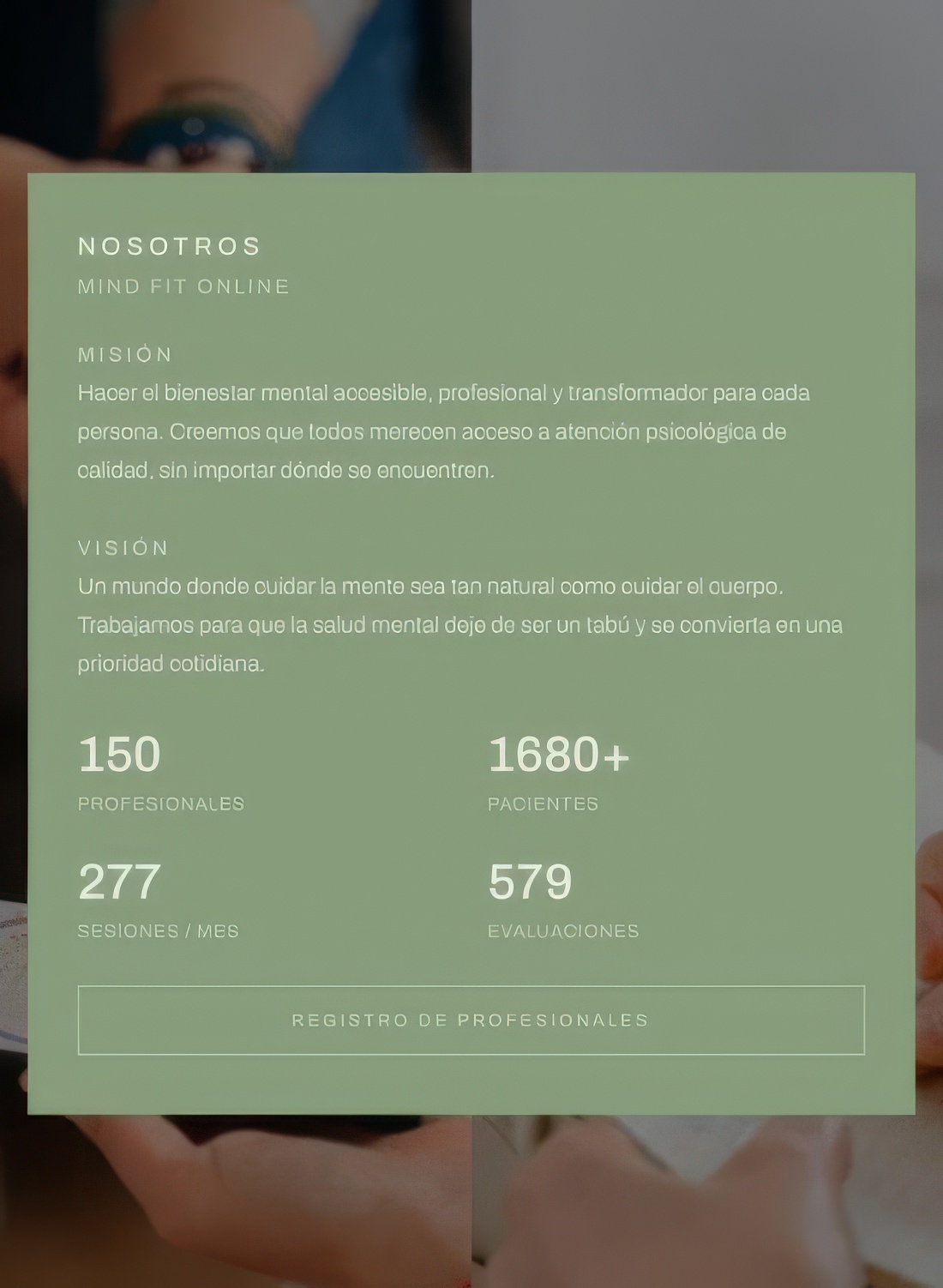 Mind Fit — Nosotros y métricas